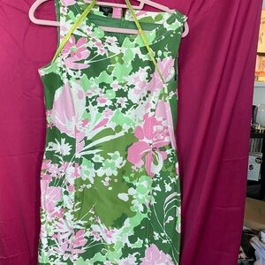 Talbots Green and Pink Halter Sundress